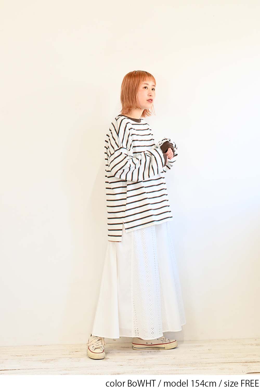 ≪SALE≫【GENTIL】 Trim Border Long Tee
