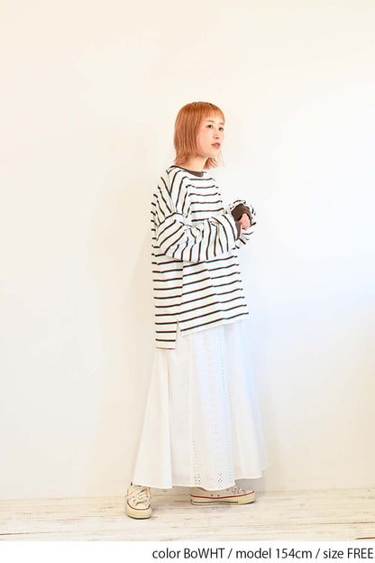 ≪SALE≫【GENTIL】 Trim Border Long Tee