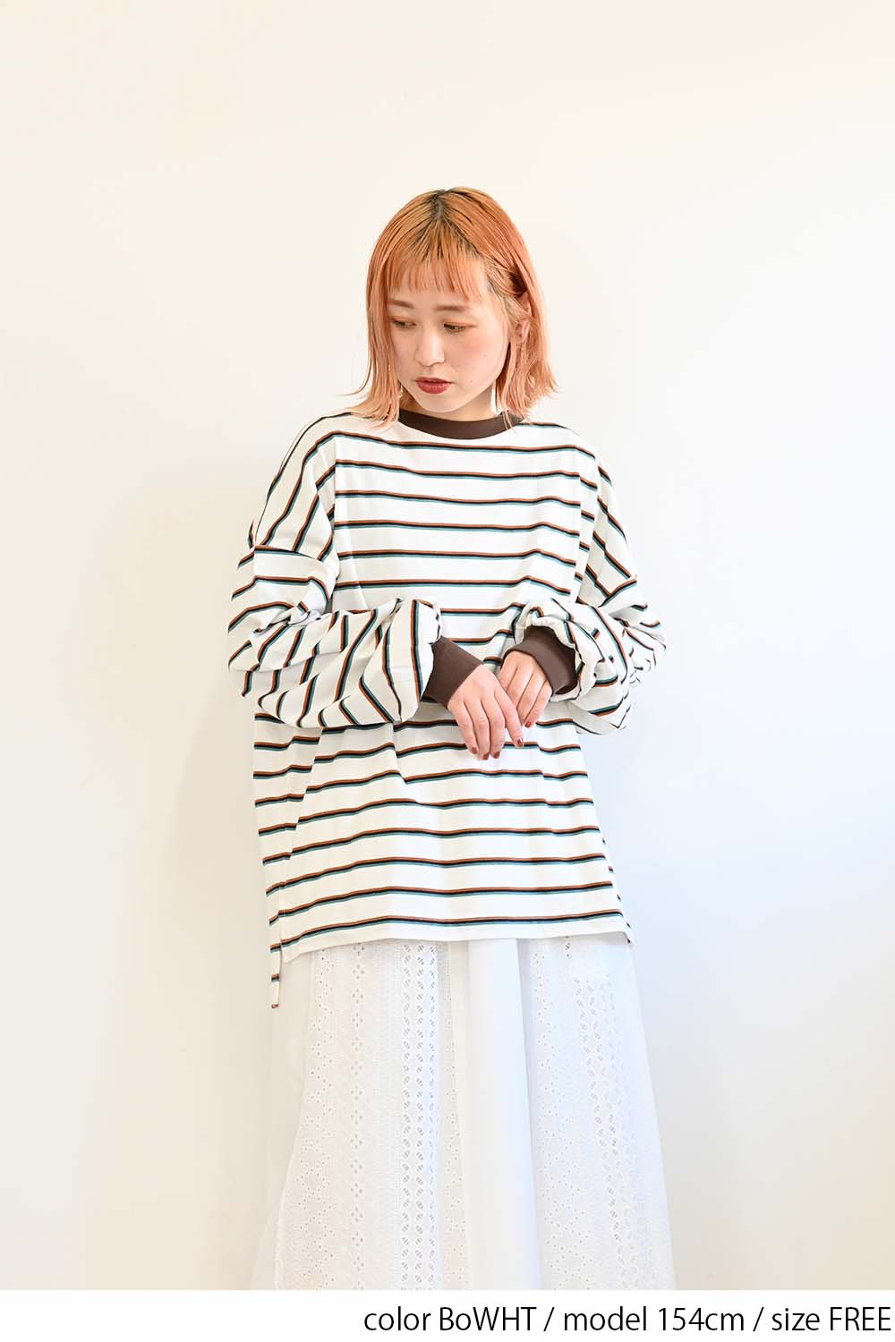 ≪SALE≫【GENTIL】 Trim Border Long Tee