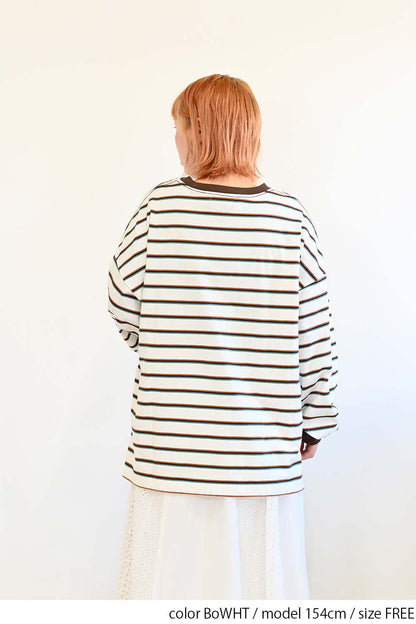 ≪SALE≫【GENTIL】 Trim Border Long Tee