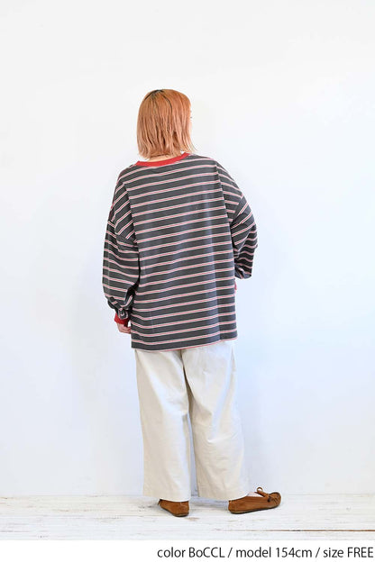 ≪SALE≫【GENTIL】 Trim Border Long Tee