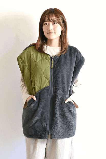 ≪SALE≫【Classic byGENTIL】Reversible Mixed Material Air Vest