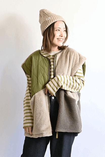 ≪SALE≫【Classic byGENTIL】Reversible Mixed Material Air Vest