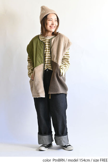 ≪SALE≫【Classic byGENTIL】Reversible Mixed Material Air Vest