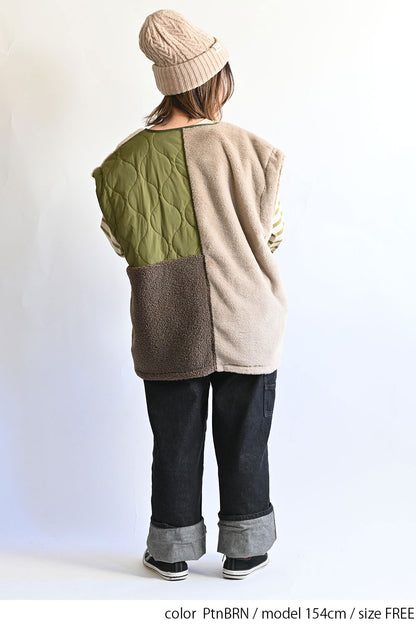 ≪SALE≫【Classic byGENTIL】Reversible Mixed Material Air Vest