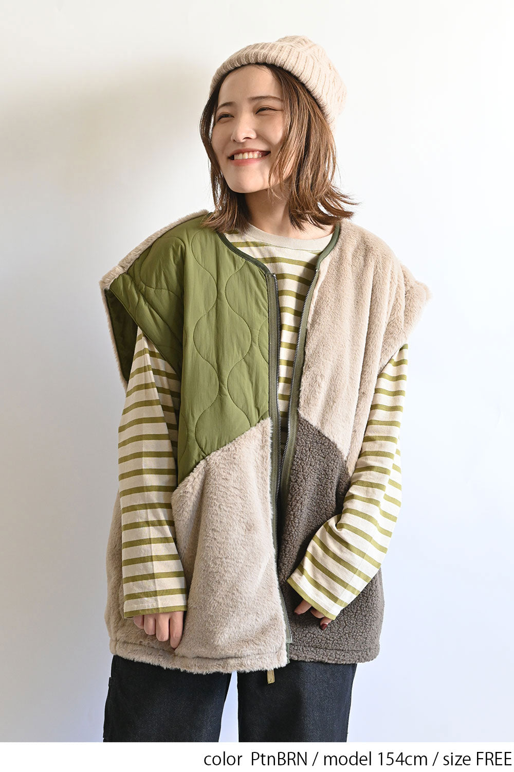 ≪SALE≫【Classic byGENTIL】Reversible Mixed Material Air Vest