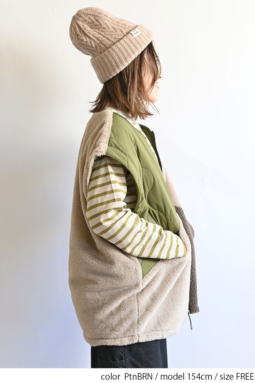≪SALE≫【Classic byGENTIL】Reversible Mixed Material Air Vest