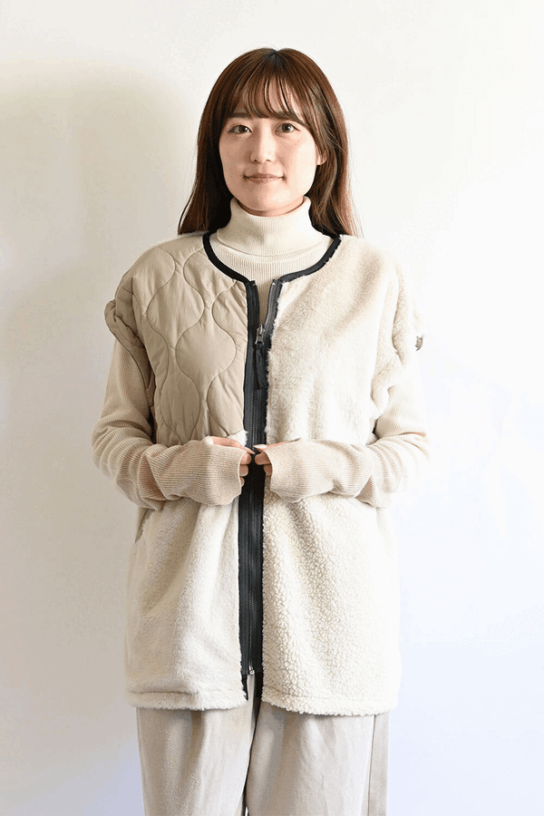 ≪SALE≫【Classic byGENTIL】Reversible Mixed Material Air Vest