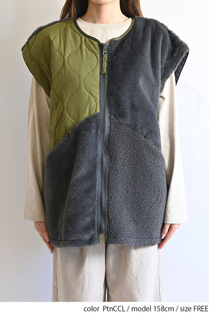 ≪SALE≫【Classic byGENTIL】Reversible Mixed Material Air Vest