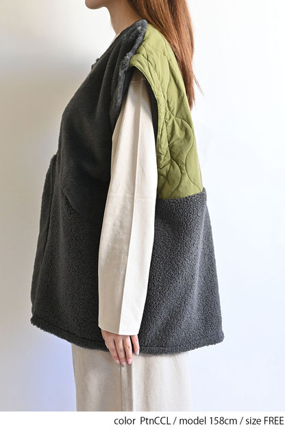 ≪SALE≫【Classic byGENTIL】Reversible Mixed Material Air Vest