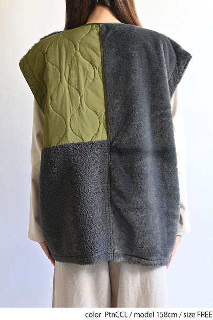 ≪SALE≫【Classic byGENTIL】Reversible Mixed Material Air Vest