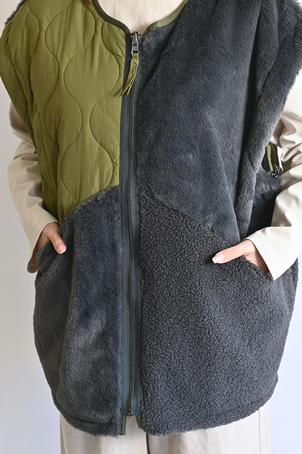 ≪SALE≫【Classic byGENTIL】Reversible Mixed Material Air Vest