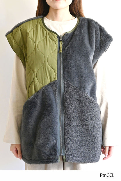 ≪SALE≫【Classic byGENTIL】Reversible Mixed Material Air Vest