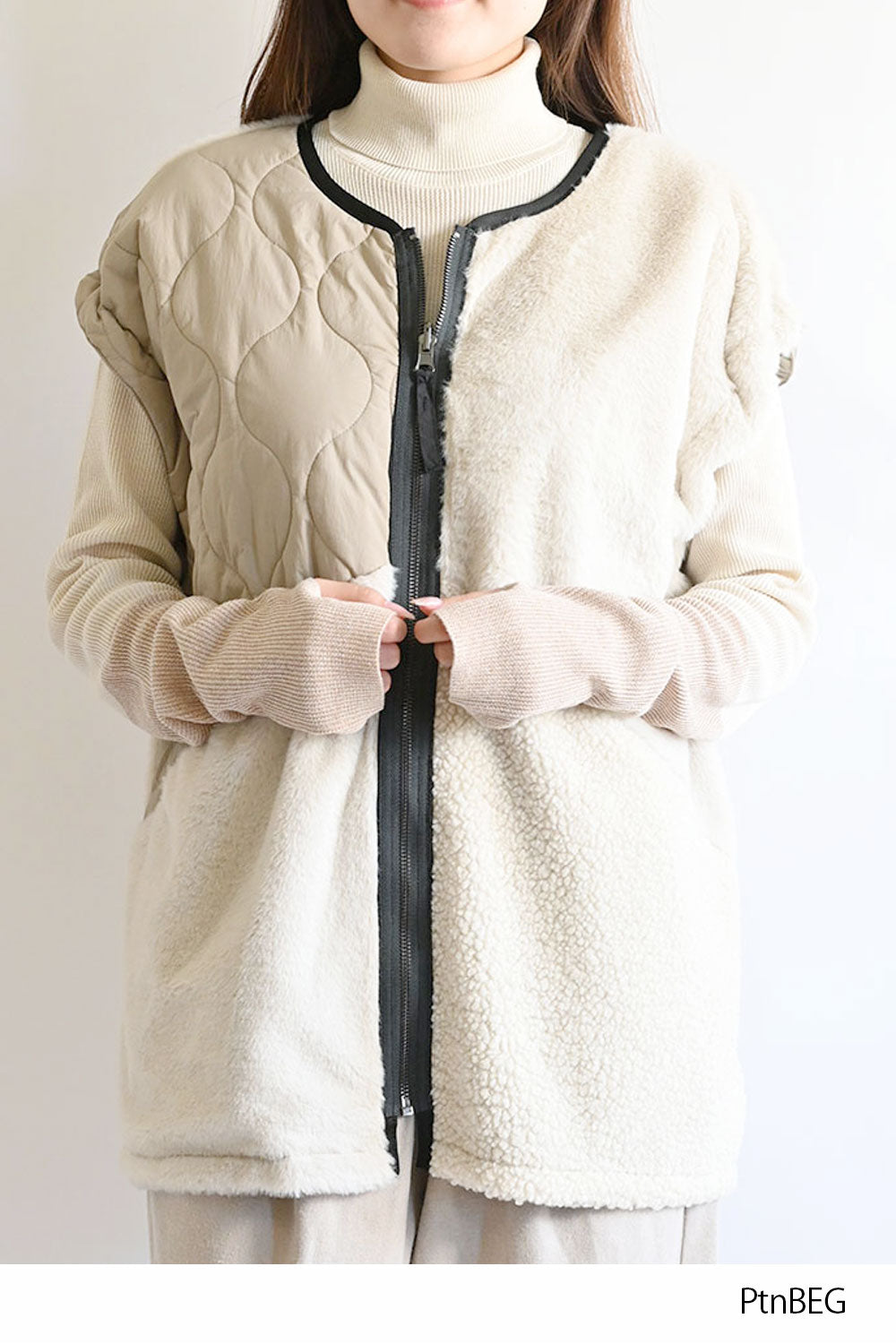 ≪SALE≫【Classic byGENTIL】Reversible Mixed Material Air Vest