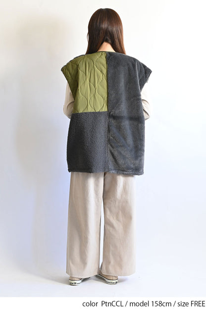 ≪SALE≫【Classic byGENTIL】Reversible Mixed Material Air Vest