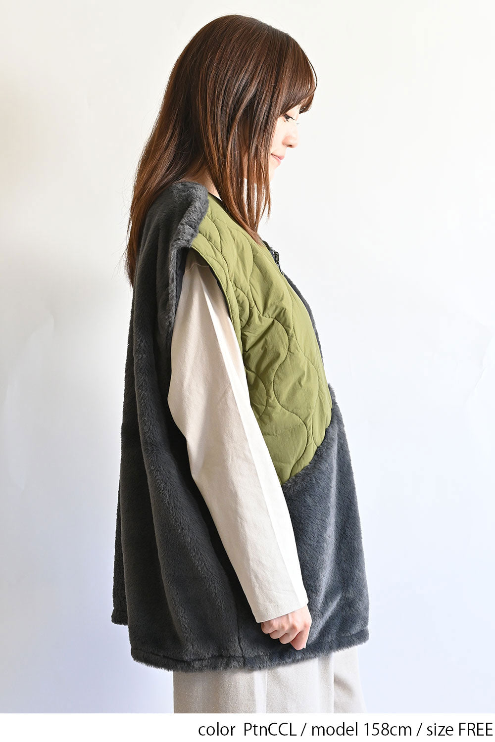 ≪SALE≫【Classic byGENTIL】Reversible Mixed Material Air Vest