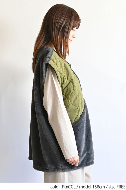 ≪SALE≫【Classic byGENTIL】Reversible Mixed Material Air Vest