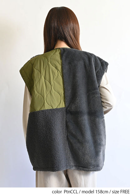 ≪SALE≫【Classic byGENTIL】Reversible Mixed Material Air Vest