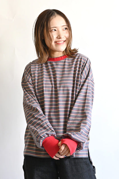 ≪SALE≫【Classic byGENTIL】Collar Layered Style Trim Long Sleeve Tee