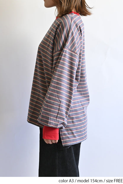 ≪SALE≫【Classic byGENTIL】Collar Layered Style Trim Long Sleeve Tee
