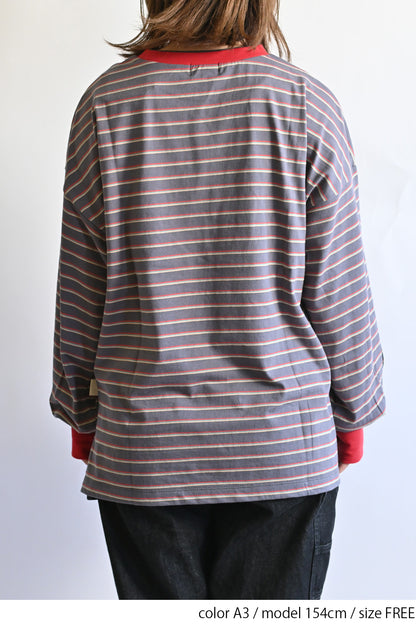 ≪SALE≫【Classic byGENTIL】Collar Layered Style Trim Long Sleeve Tee