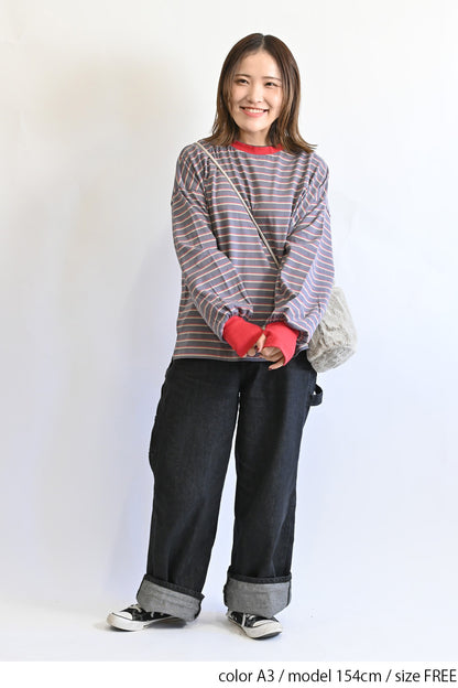 ≪SALE≫【Classic byGENTIL】Collar Layered Style Trim Long Sleeve Tee