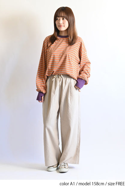 ≪SALE≫【Classic byGENTIL】Collar Layered Style Trim Long Sleeve Tee
