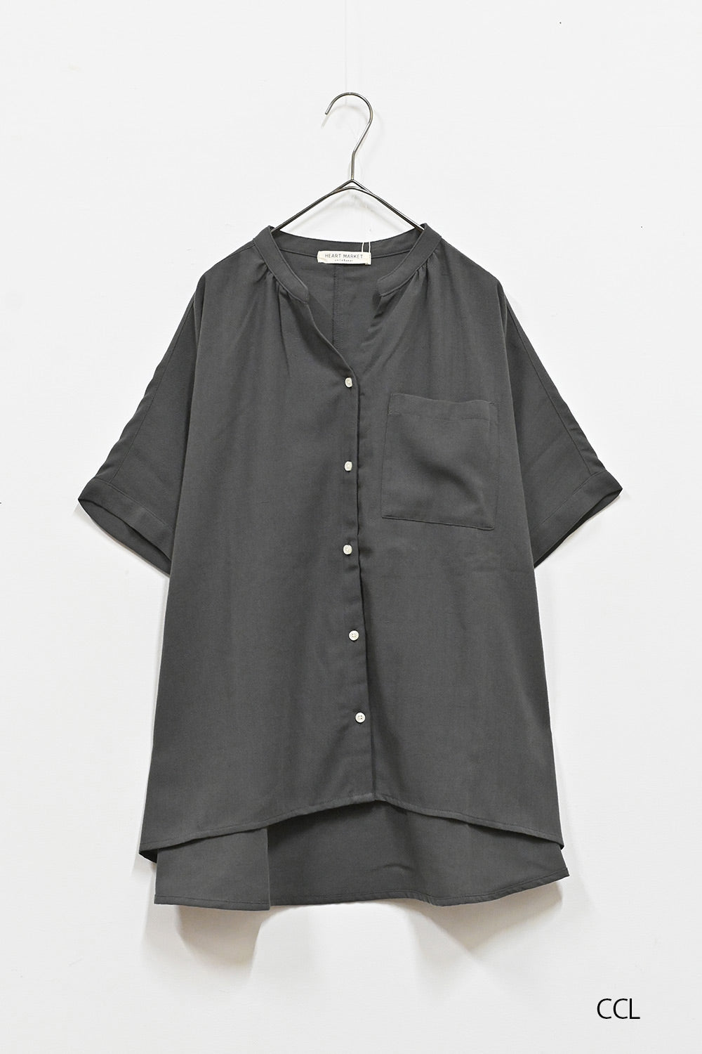 ≪SALE≫リネン風前開きスキッパーブラウス – HEART MARKET