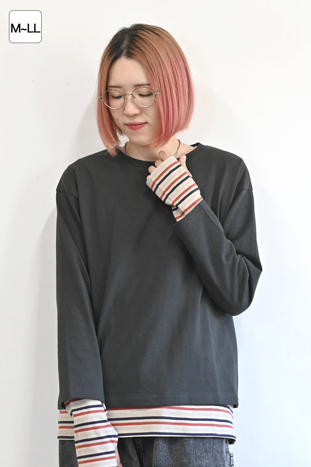 ワイドな無地ロンTEE②