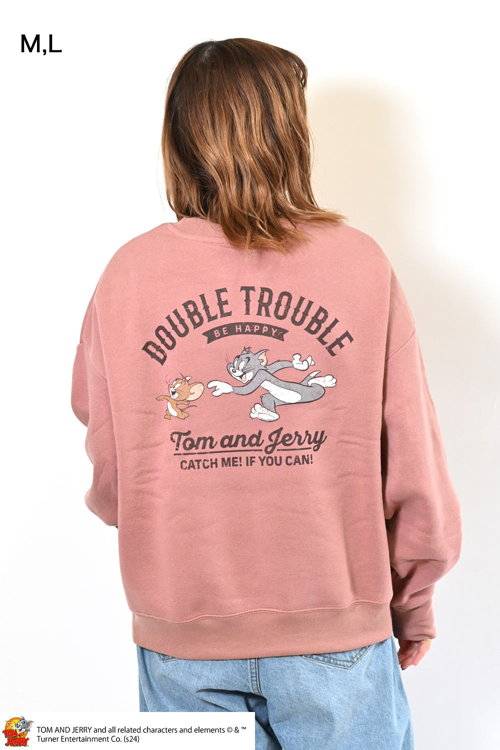 トムとジェリー裏起毛ワイドクルートレーナー