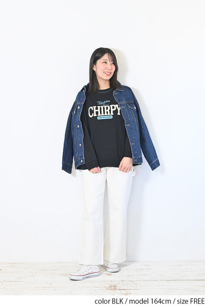 カレッジロゴ風プルオーバー