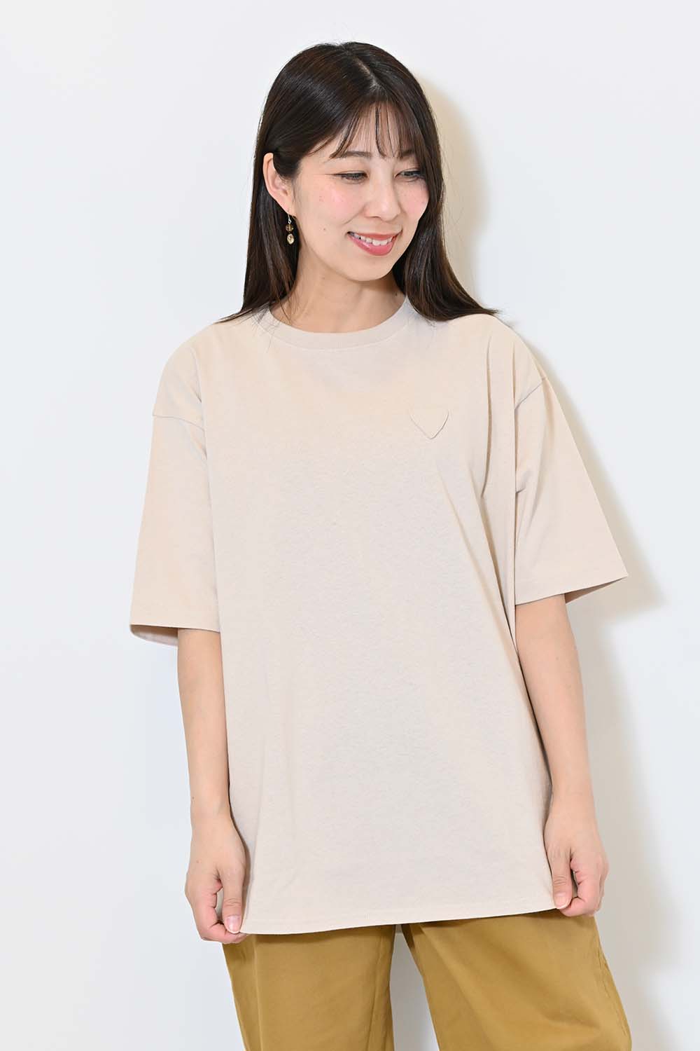≪SALE≫Heart Pocket Round Hem Short Sleeve Tunic