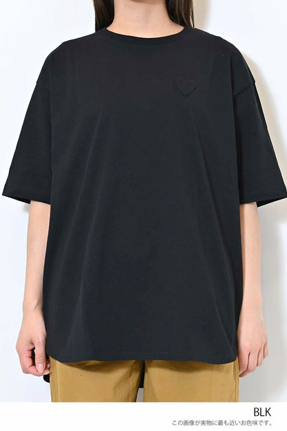 ≪SALE≫Heart Pocket Round Hem Short Sleeve Tunic