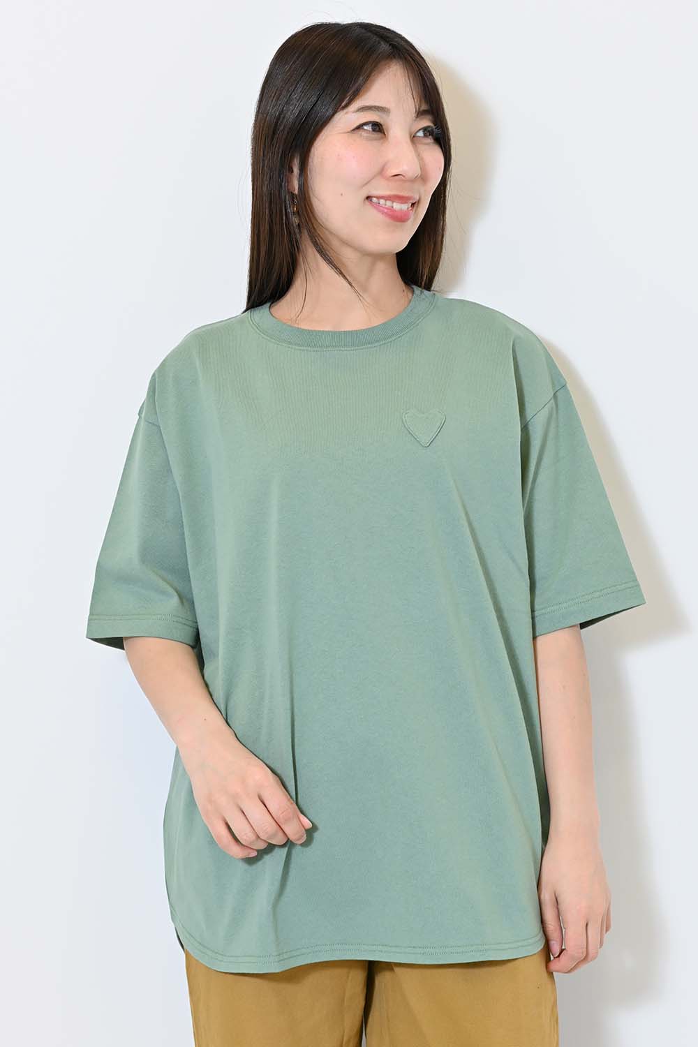 ≪SALE≫Heart Pocket Round Hem Short Sleeve Tunic