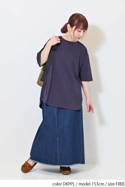 ≪SALE≫Heart Pocket Round Hem Short Sleeve Tunic