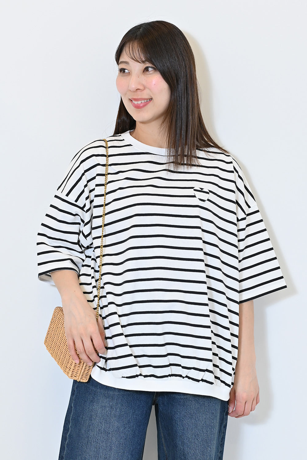 ≪SALE≫Heart Pocket Gathered Hem Pullover