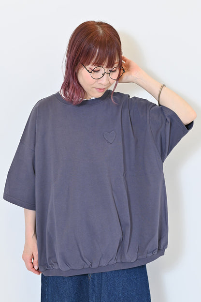 ≪SALE≫Heart Pocket Gathered Hem Pullover