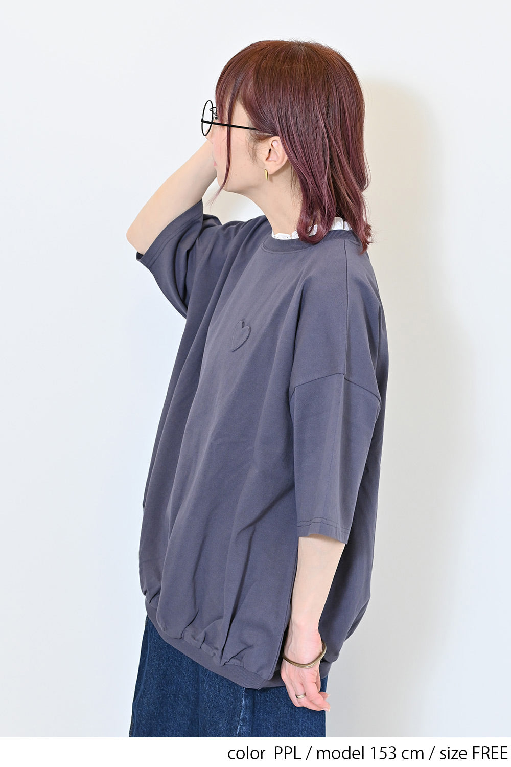 ≪SALE≫Heart Pocket Gathered Hem Pullover