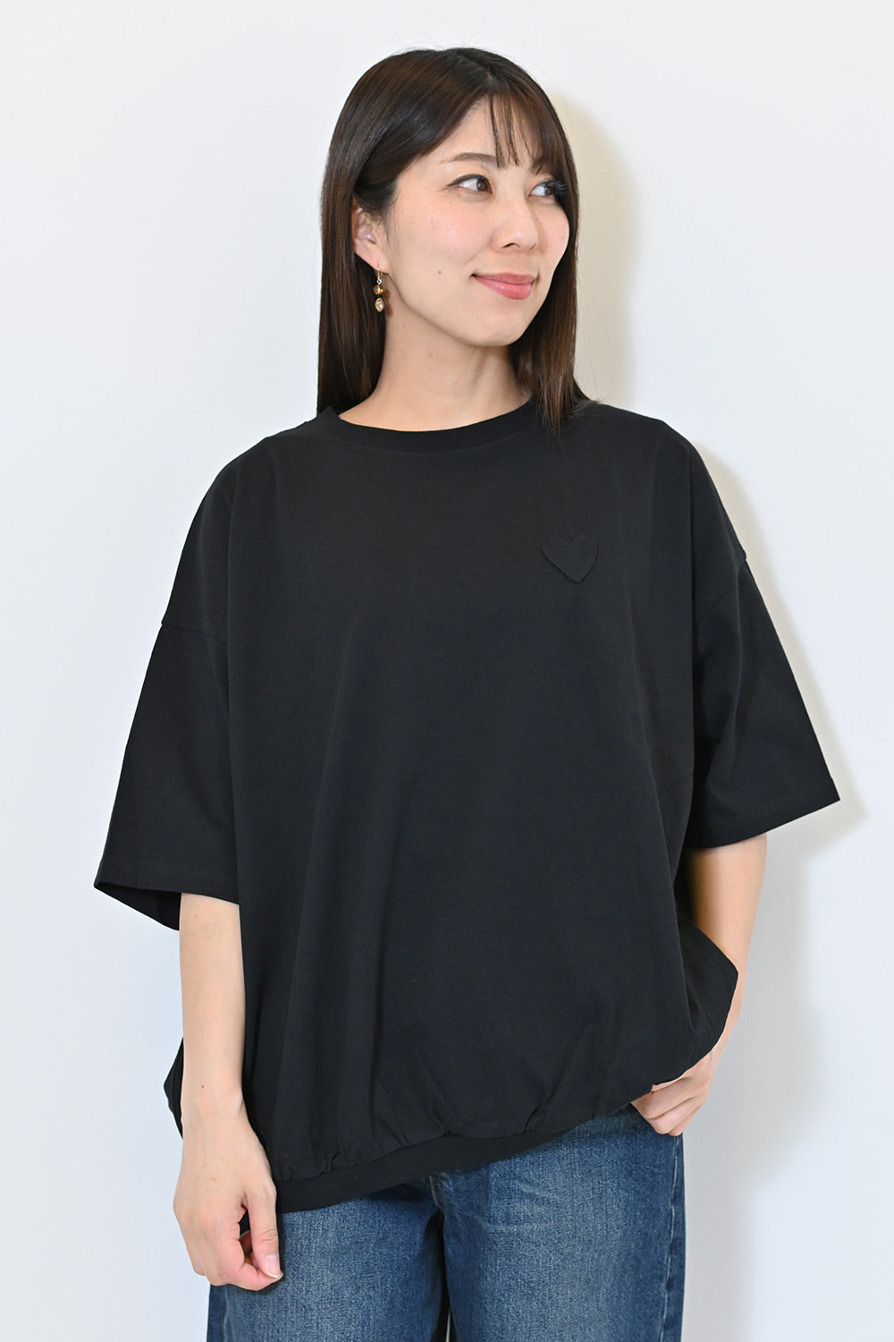 ≪SALE≫Heart Pocket Gathered Hem Pullover