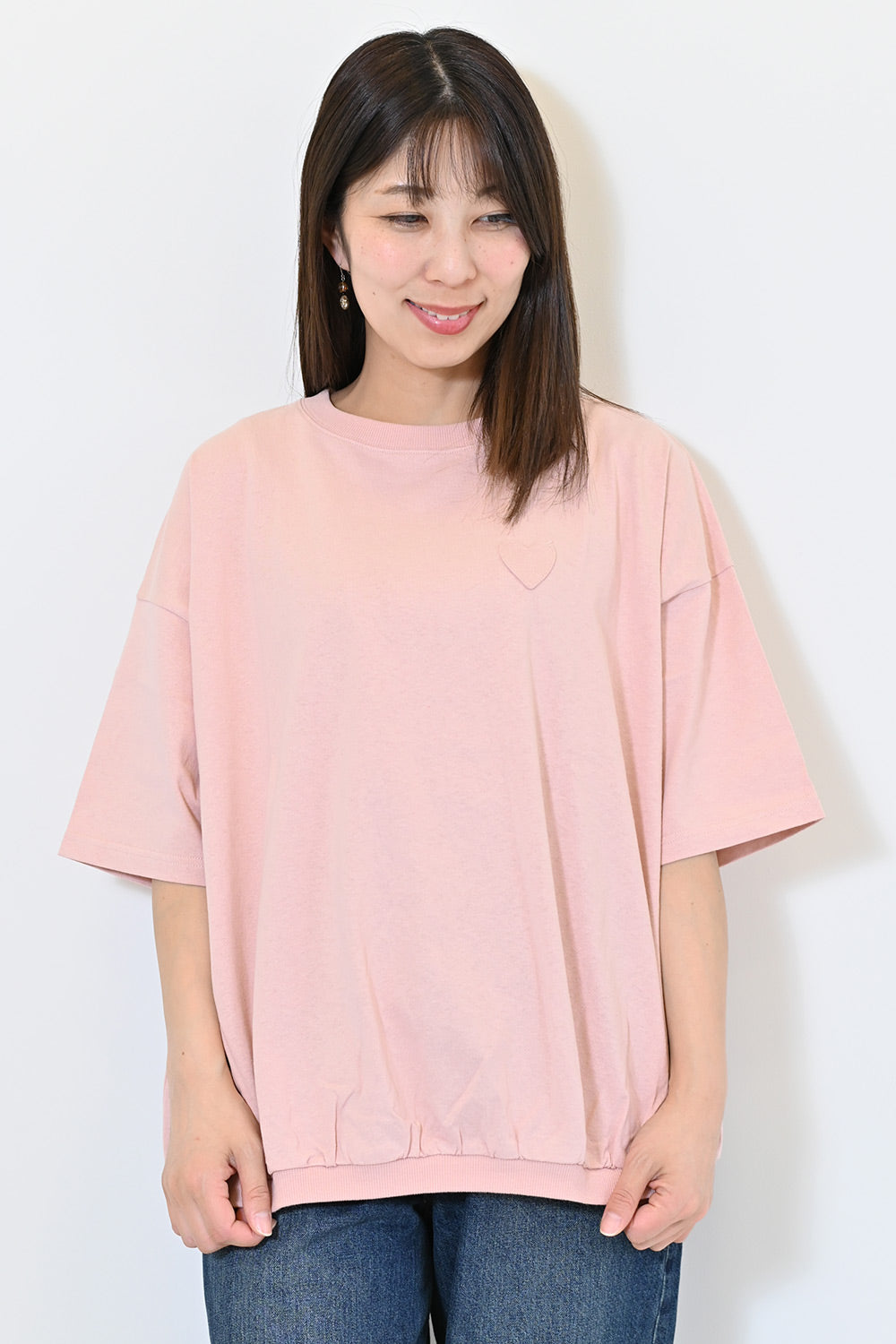 ≪SALE≫Heart Pocket Gathered Hem Pullover