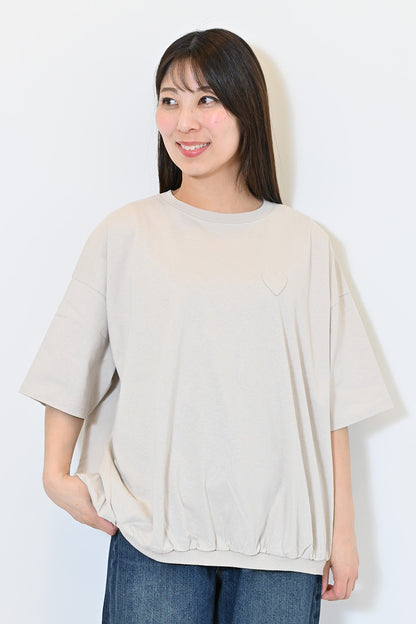 ≪SALE≫Heart Pocket Gathered Hem Pullover