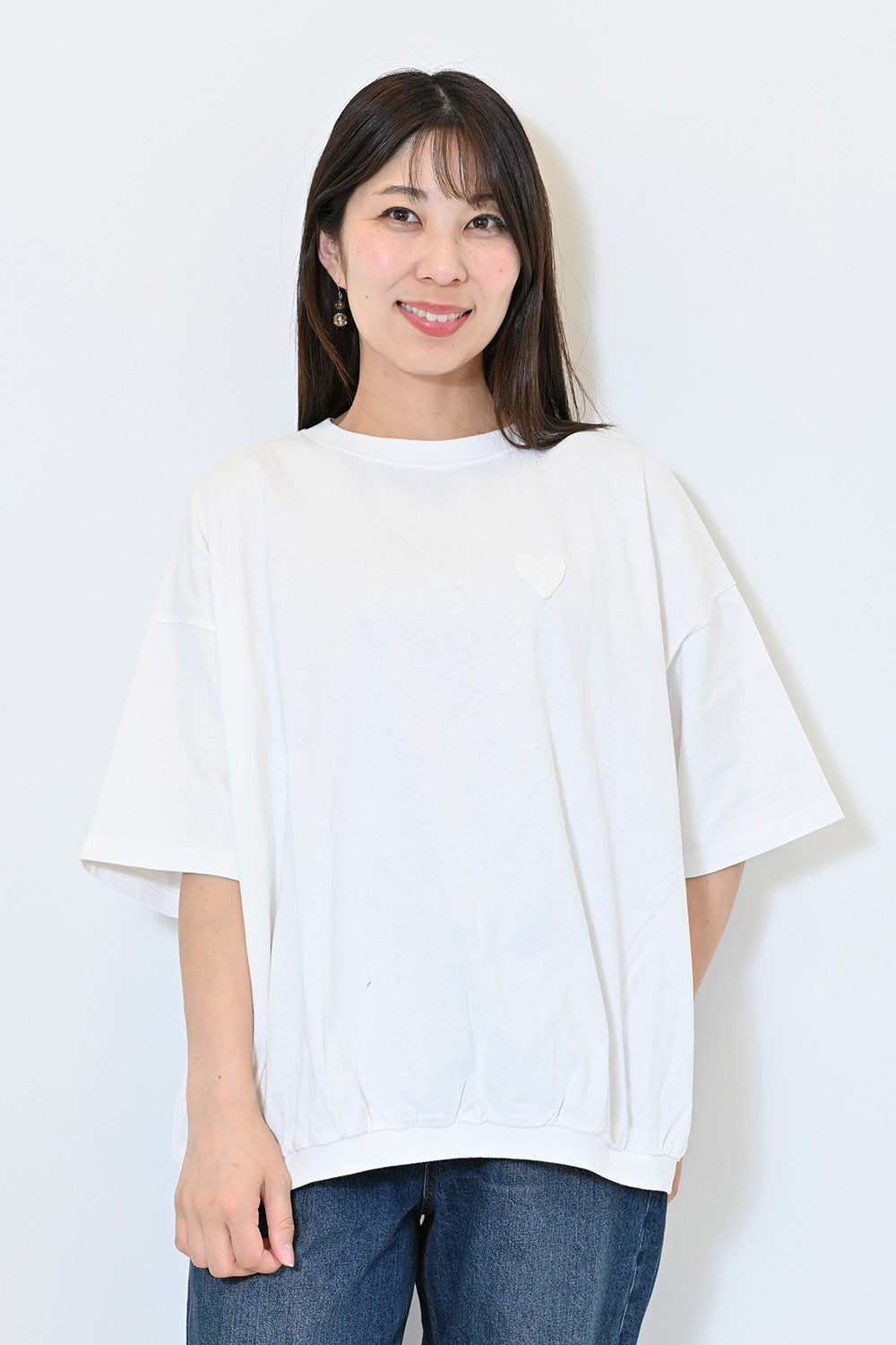 ≪SALE≫Heart Pocket Gathered Hem Pullover