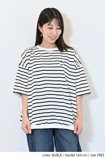 ≪SALE≫Heart Pocket Gathered Hem Pullover