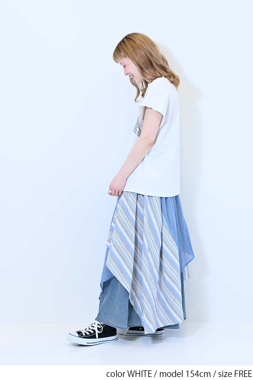 【charmmy】Vカットネックフレンチ袖Tee