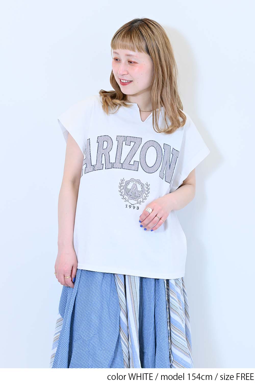 【charmmy】Vカットネックフレンチ袖Tee