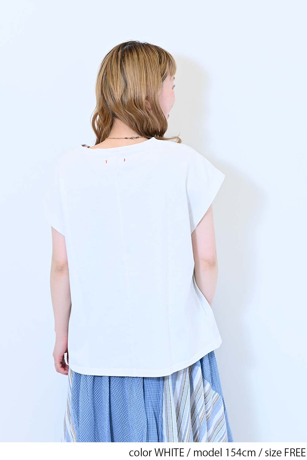 【charmmy】Vカットネックフレンチ袖Tee