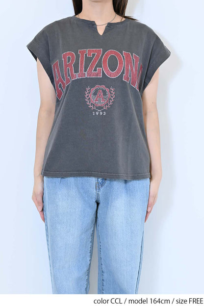 【charmmy】Vカットネックフレンチ袖Tee