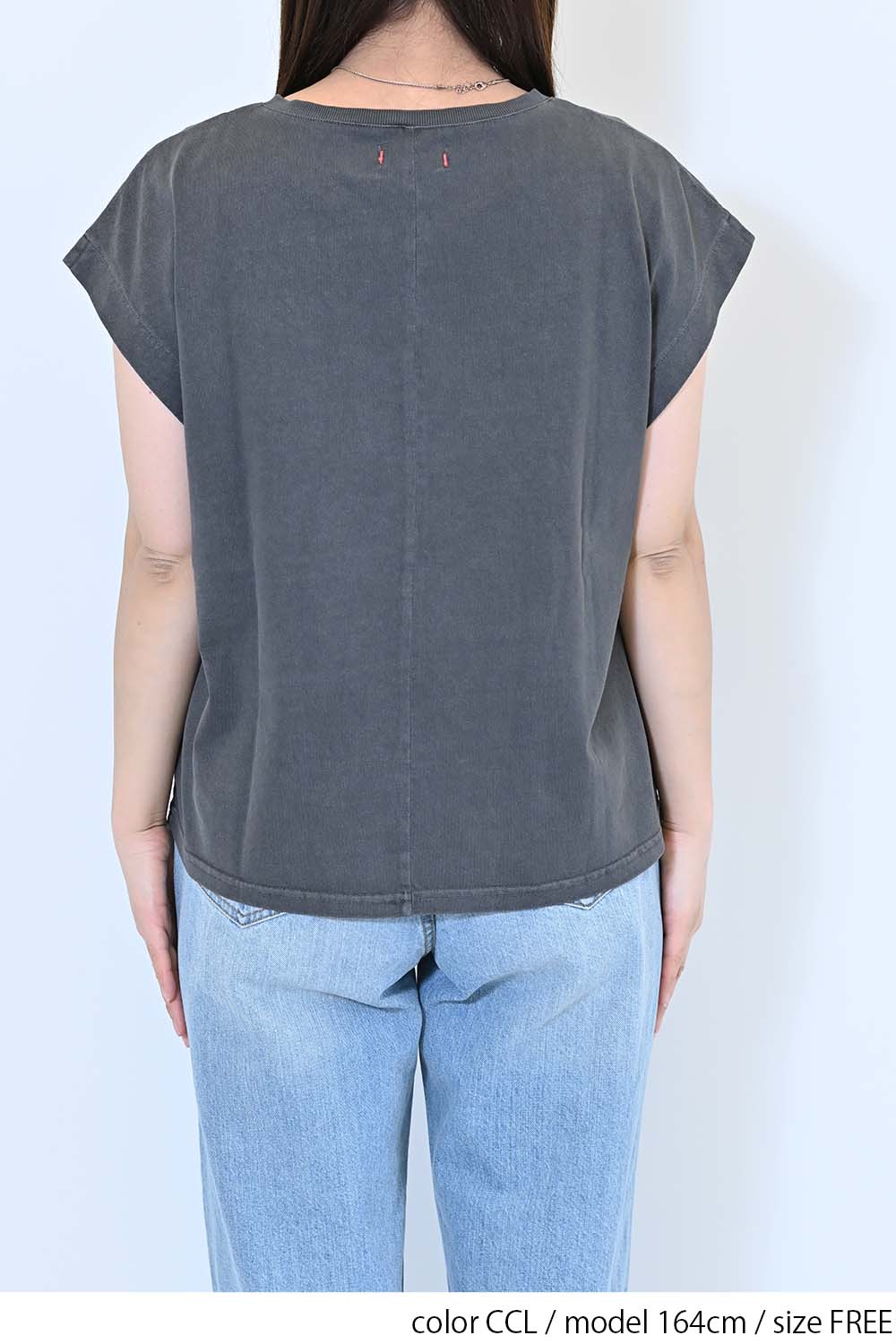 【charmmy】Vカットネックフレンチ袖Tee