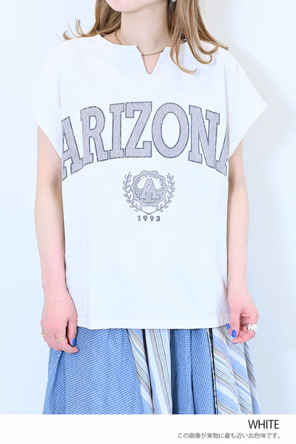 【charmmy】Vカットネックフレンチ袖Tee