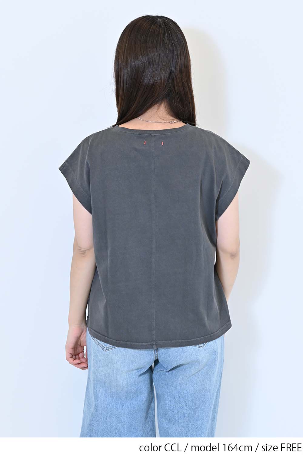 【charmmy】Vカットネックフレンチ袖Tee